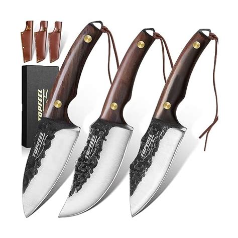 Topfeel Pcs Viking Knife Set With Sheath Hand Forged Boning Knife