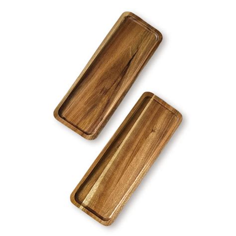 Amazon.com: 2 Pack Small Wooden Platters Rectangle Serving Trays Acacia ...