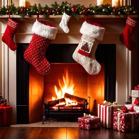 Premium AI Image | christmas stockings on fireplace