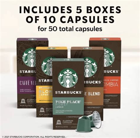 STARBUCKS BY NESPRESSO Original Line Variety Pack Capsules Coffee 60