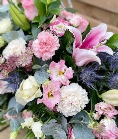 Rose Eryngium Casket Spray Other Colours Available Buy Online Or