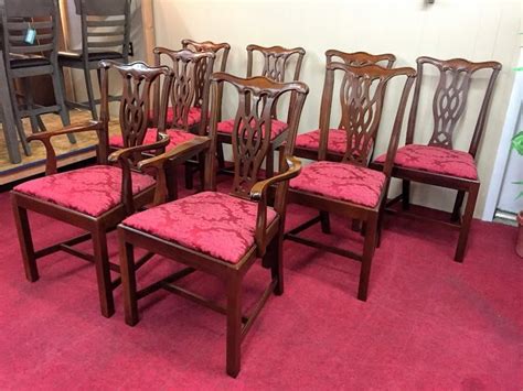 Hickory Chair Solid Mahogany Dining Chairs Set Of Eight Unmarked