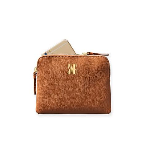 Monogrammed Everyday Italian Leather Mini Zipper Pouch Mark And Graham