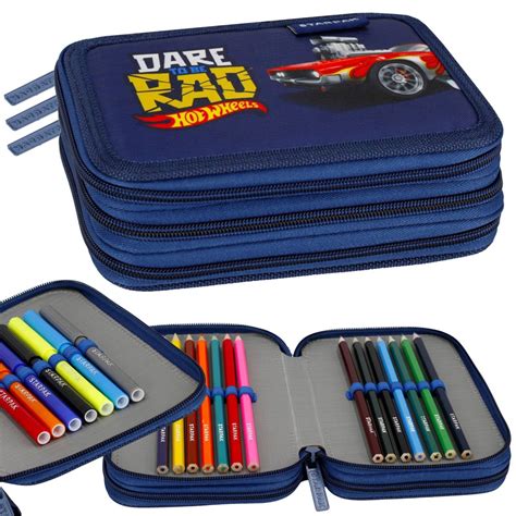 Piórnik z wyposażeniem trzykomorowy dla chłopca Starpak Hot Wheels