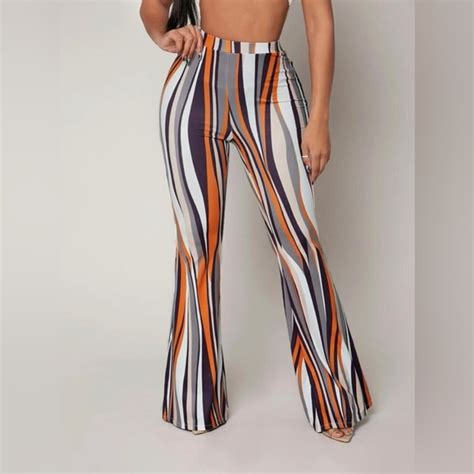 Shein Pants And Jumpsuits New Shein Sxy Striped High Waist Flared Leg