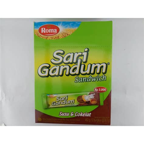 Jual ROMA SARI GANDUM SANDWICH SUSU DAN COKLAT BOX 12 X 38 5 GR SARI