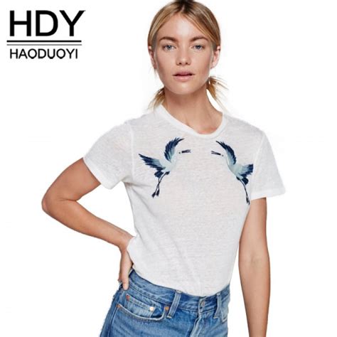 Футболка Aliexpress Hdy Haoduoyi Fashion Embroidery Basci Tops Women