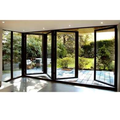 ESWDA Black Five Panels Aluminium Bi Folding Door Double Glazed