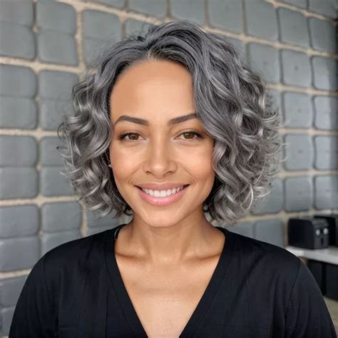 Salt And Pepper Water Wave Glueless 5x5 Closure Lace Bob Wig 100 Human