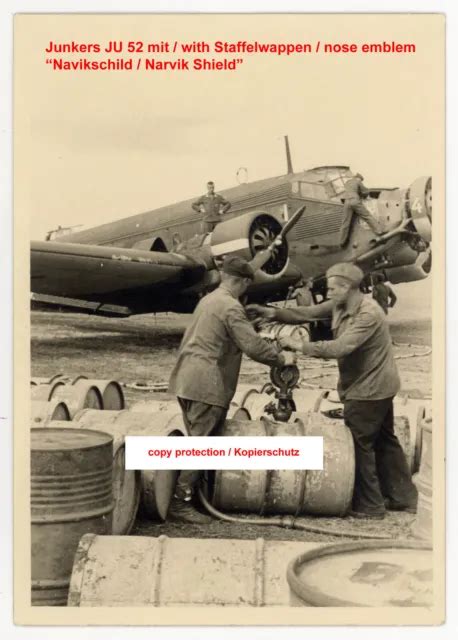 Foto Flugzeug Junkers Ju Staffelwappen Narvik Luftwaffe Ww Photo