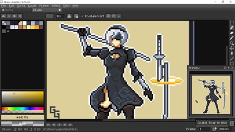 Nier Automata 2b Pixel Art Youtube