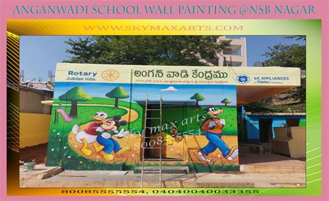 Anganwadi cartoon images in NSB nagar | School painting, Cartoon wall ...