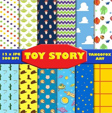 Toy Story Digital Paper Pack Disney Scrapbook Set By Thetangofox