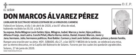 Don Marcos Lvarez P Rez Esquela El Diario Monta S