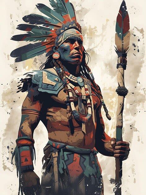 Premium Photo | Design of Tribal Warrior With Primitive Armor and Bone Staff Native Po Banner ...