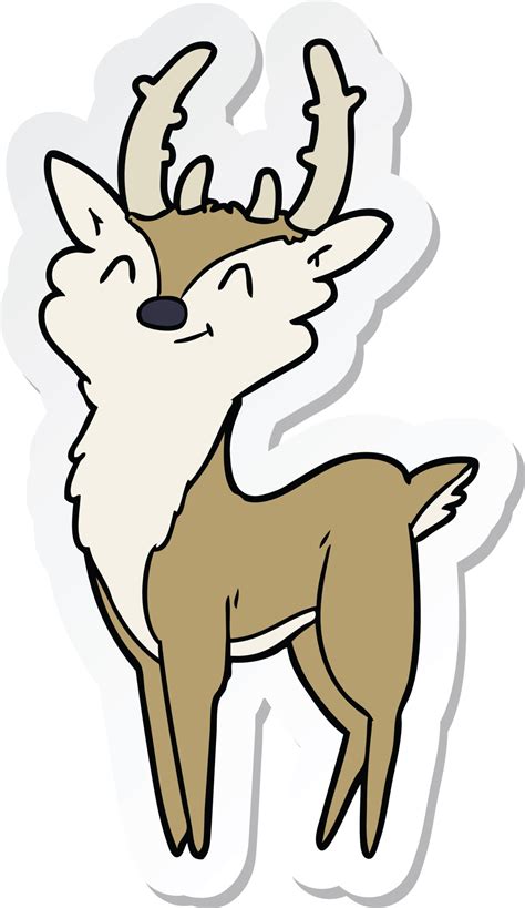 Sticker Of A Cartoon Happy Stag 43397307 Png