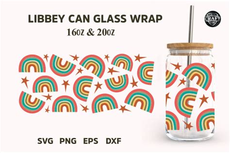 Rainbow Libbey Can Glass Wrap 16oz Svg Graphic By Lazycraftlab