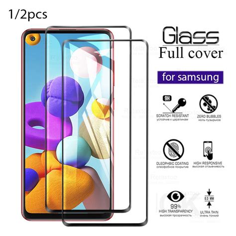 1 2 Pcs Protective Glass On For Samsung A21s Samsun Galaxy A21 S A21 Screen Protector A21s