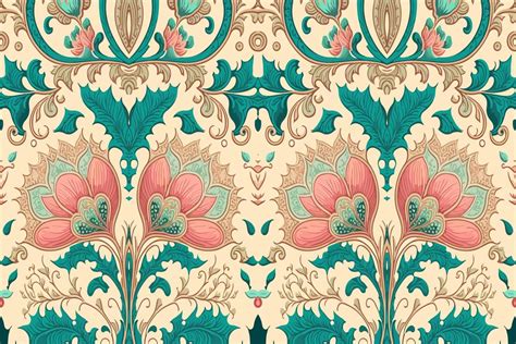 Luxury Indian Floral Pattern Pastel Tone Abstract Traditional Folk