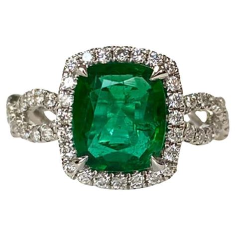 Customizable 18k Gold Natural Emerald Diamond Art Deco Style Engagement