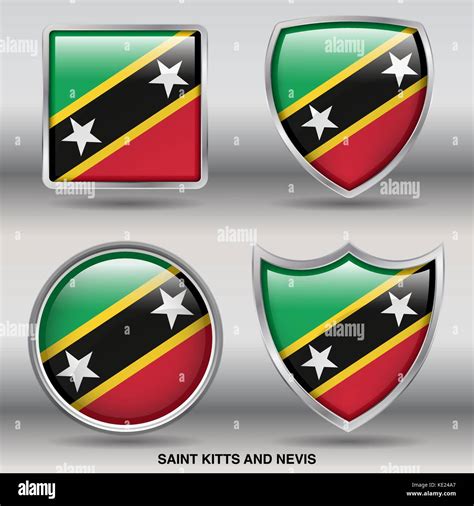 Saint Kitts And Nevis Flag 4 Shapes Flags States Country In The World