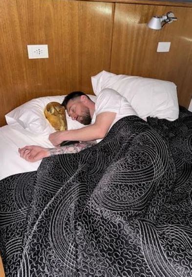 Photos Of Lionel Messi Sleeping With World Cup Trophy In Bed