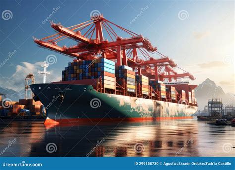 Large Container Ship Docking in the Port. Stock Illustration ...