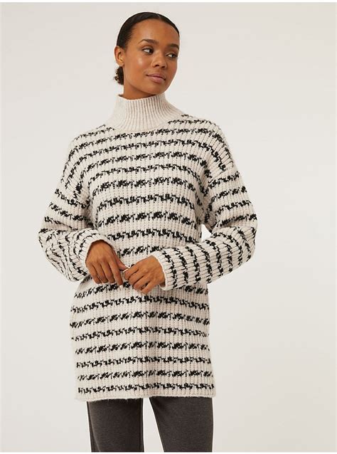 Beige Striped Longline Roll Neck Jumper Sale And Offers George At Asda