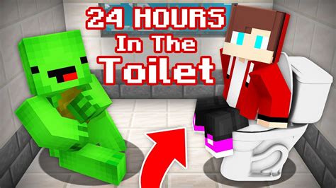 Jj And Mikey Spent 24 Hours In The Toilet In Minecraft Maizen Youtube