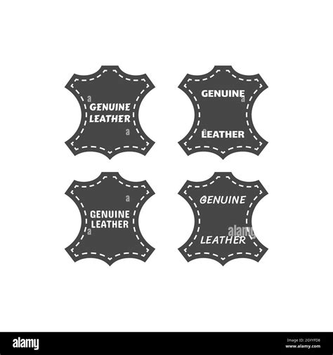 Genuine Leather Black Vector Icon Leather Label Symbol Stock Vector