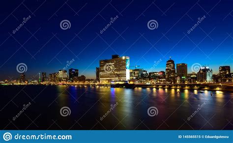 Rotterdam Skyline Cityscape by Night , Netherlands Travel in Europe ...