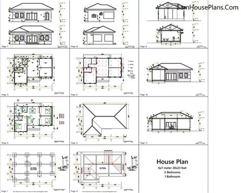 House Plan 12x8 Meter 40x27 Feet 3 Beds 2 Baths Hip Roof PDF A4 Hard