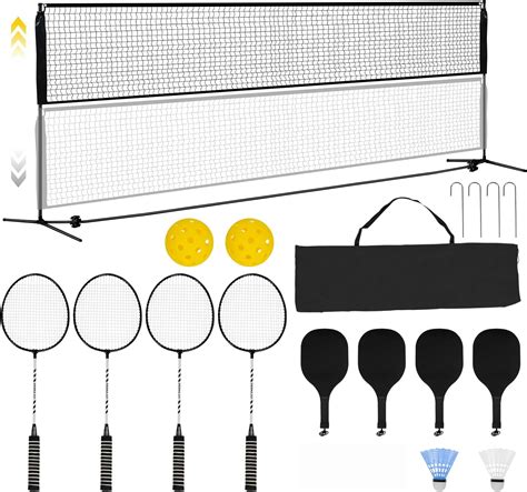 Amazon Nisorpa Pickleball Set With Net Ft Badminton Pickleball