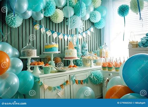 Decoration Party Kids in the Home Ocean Theme Sea Beach Stock Illustration - Illustration of ...