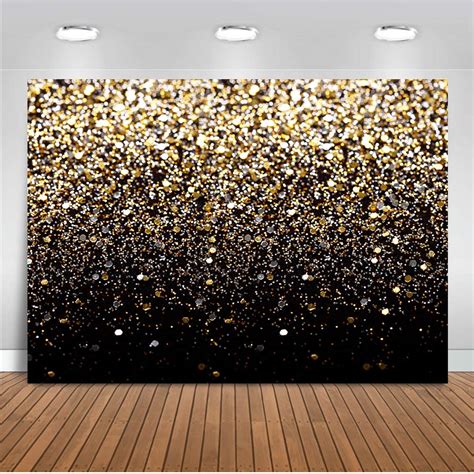 Buy Moca Black And Gold Glitter Backdrop 7x5ft Golden Bokeh Sequin Spots For Wedding Decorations