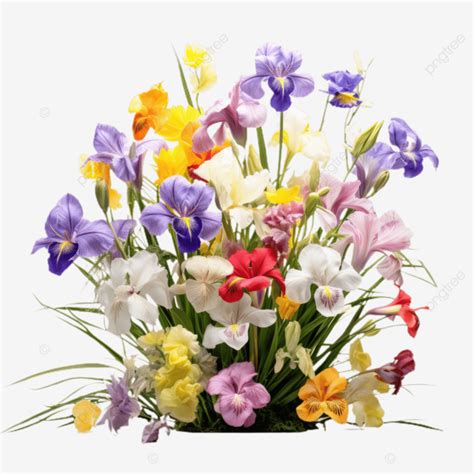 Iris Garden Colorful Blossoms Transparent Background Flower Blossoms