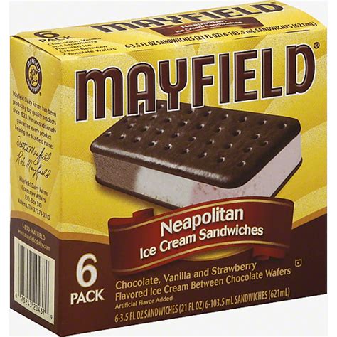 Mayfield Ice Cream Sandwiches Neapolitan 6 Pack Ice Cream Treats