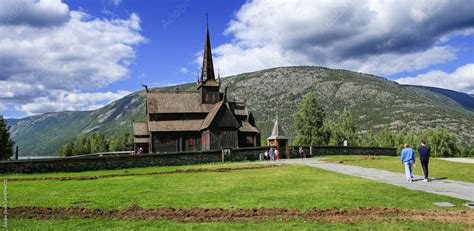 norvegian stave church lomskyrkja  lom norway  historic wooden