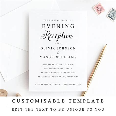 Evening Wedding Invitations Templates • Business Template Ideas