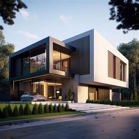 Premium Photo Modern Home Design Unique Architecture 3d Render