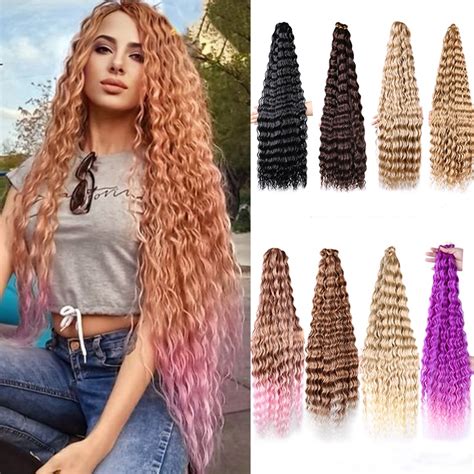 32 Inch Long Ariel Curl Braid Hair Extensions Ombre Synthetic Water