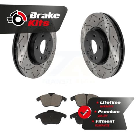 Front Drilled Slot Disc Brake Rotor Ceramic Pad Kit For