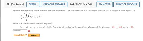 Find The Average Value Of The Function Over The Given Chegg