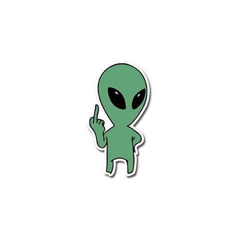 Alien Show Middle Finger Sticker Him Moto