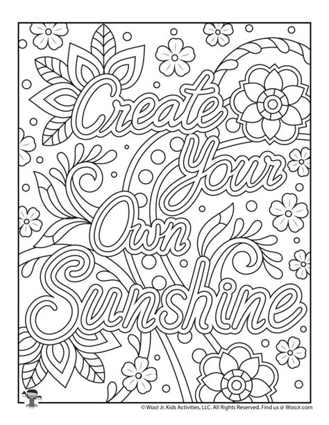 Positive Words Sunshine Printable Coloring Pages Artofit