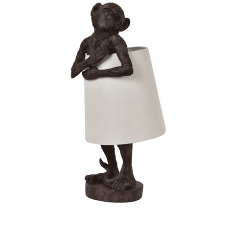 21 5 Chester Monkey Bronze Resin Table Lamp W Oatmeal Shade Walmart