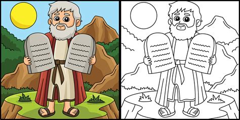 Moses with Tablet of Ten Commandments Illustration 34812303 Vector Art ...