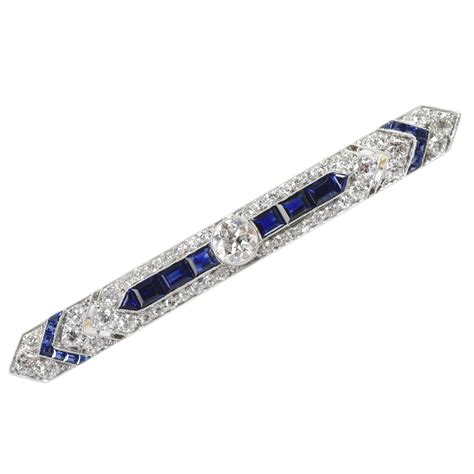 Edwardian Ceylon Sapphire And Diamond Platinum Bar Pin At 1stdibs