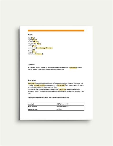 Free Bug Report Template - Google Docs, Word, Apple Pages | Template.net