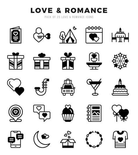 Love Romance Icon Pack 25 Símbolos Vectoriales Para El Diseño Web Vector Premium